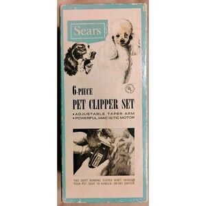 1971 SEARS Pet Clipper Set w/ Original Box & Extra Blades/Instructions 71-1001P